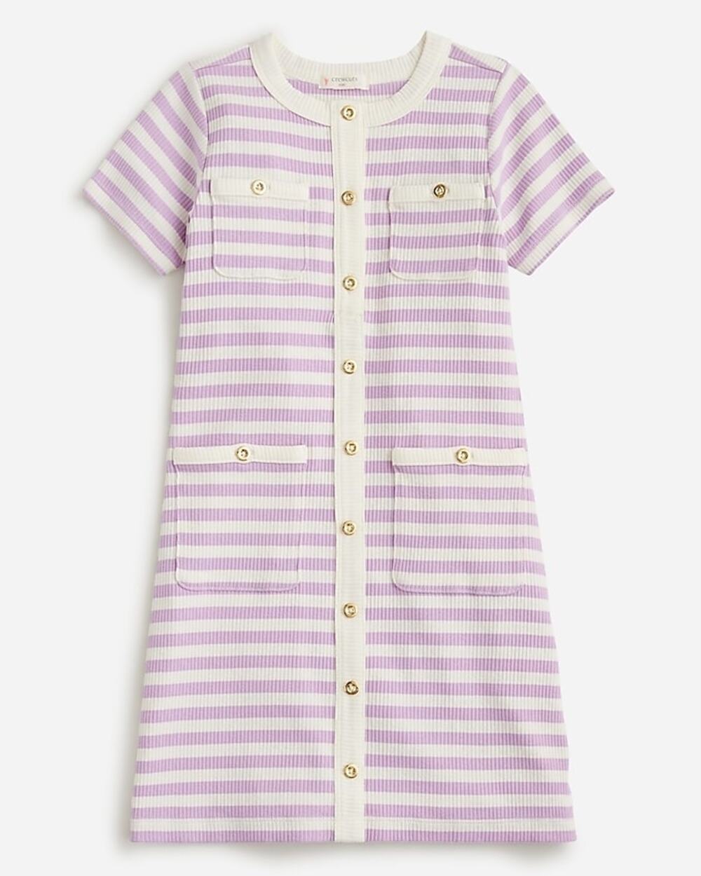 Crewcuts J.Crew Girl's Coco Dress in Orchid and White Stripe Vintage Rib 14
